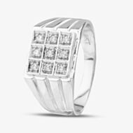 9ct White Gold Cubic Zirconia Square Signet Ring DIV90W