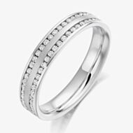 Platinum 0.55ct Double Row Diamond Court Ring FET992 J