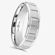Brown & Newirth Gleason Platinum Brushed Cube 6mm Ring ANFP2039M 6.0
