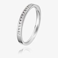 18ct White Gold 3.0mm Vintage Diamond Flat Court Wedding Ring WVGH7/3R125 18W HSI