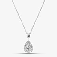 Pure Brilliance Sterling Silver Certified Lab Grown 0.25ct Diamond Pear Shape Cluster Pendant Necklace LGP40247-25