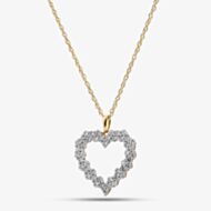 Pure Brilliance Yellow Gold Plated Sterling Silver 1.00ct Lab Grown Diamond Open Heart Pendant LGP45865-100SF