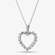 Pure Brilliance Sterling Silver 1.00ct Certificated Lab Grown Diamond Open Heart Pendant LGP48438-100SF