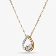 Pure Brilliance Yellow Gold Tone Plated Sterling Silver 0.50ct Certificated Lab Grown Diamond Twist Teardrop Pendant LGP48426-50SF