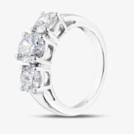 Pure Brilliance Platinum 2.00ct Brilliant Cut Lab Grown Diamond Three Stone Ring LGR5026-200