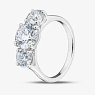 Platinum Certificated 3.51ct Lab Grown Round Brilliant Cut Diamond Three Stone Ring U3617