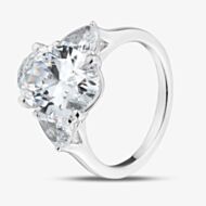 Platinum Certificated 5.05ct Lab Grown Oval Cut Diamond Three Stone Ring MISC 1