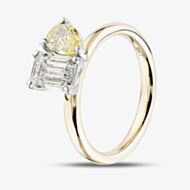 9ct Two Colour Gold Certified 1.79ct Emerald & Pear Cut Lab Grown Diamond Dress Ring PO6878-SS2S02