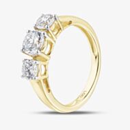 Pure Brilliance 9ct Yellow Gold 1.00ct Brilliant Cut Lab Grown Diamond Three Stone Ring LGR5026-100
