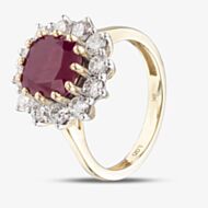 Pure Brilliance 9ct Yellow Gold 3.95ct Ruby & 1.00ct Lab Grown Diamond Halo Ring LGR47396-RD