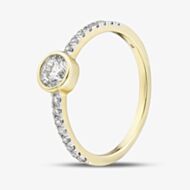 9ct Yellow Gold 0.50ct Certificated Round Cut Lab Grown Diamond Shoulder Set Solitaire Ring LGR47277-50 (YG) (CERT)