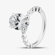 Pure Brilliance 9ct White Gold 3.50ct Oval Cut Lab Grown Diamond Shoulder Set Solitaire Ring LGR47719-350 (WG)(CERT)