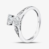 Pure Brilliance 9ct White Gold 1.10ct Radiant Cut Lab Grown Diamond Shoulder Set Solitaire Ring LGR48856-110RN (WG)(CERT)