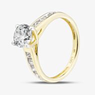9ct Yellow Gold 1.35ct Certificated Round Cut Lab Grown Diamond Shoulder Set Solitaire Ring LGR48715-135 (YG)(CERT)