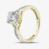 9ct Yellow Gold 1.10ct Certificated Round Cut Lab Grown Diamond Shoulder Set Solitaire Ring LGR48711-110 (YG)(CERT)