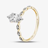 Pure Brilliance 9ct Yellow Gold 1.10ct Certificated Marquise Cut Lab Grown Diamond Shoulder Set Solitaire Ring LGR48744-110