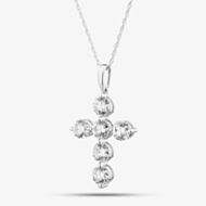 9ct White Gold 2.00ct Certificated Round Cut Lab Grown Diamond Cross Pendant With Chain LGP46836-200TR (WG)(CERT)
