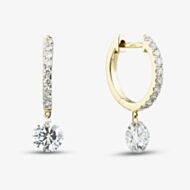 Pure Brilliance 9ct Yellow Gold 1.25ct Lab Grown Diamond Huggie Dropper Earrings LGE46760-125SF