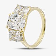 18ct Yellow Gold Certificated 5.09ct Lab Grown Radiant Cut Diamond Three Stone Ring U3804