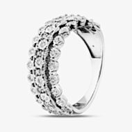 Sterling Silver Certified Lab Grown 0.25ct Diamond Three Row Cluster Ring LGR45020-25