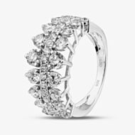 Pure Brilliance Sterling Silver 2.00ct Certificated Round Cut Lab Grown Diamond Three Row Ring LGR48793-200