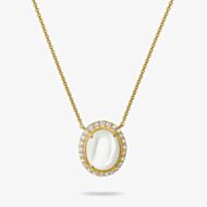 THOMAS SABO Fluid Elegance 18ct Yellow Gold Plated Mother of Pearl & Cubic Zirconia Oval Pendant KE2379-M01-14-L50V
