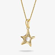 THOMAS SABO Fluid Elegance 18ct Yellow Gold Plated Mother of Pearl Starfish Pendant KE2382-M01-14-L55V