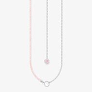 THOMAS SABO Silver Rose Quartz Bead Charm Necklace KE2190-067-9-45