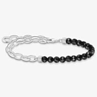 THOMAS SABO Silver Link & Black Onyx Beaded Charm Bracelet A2098-130-11