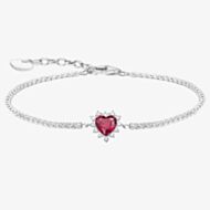 THOMAS SABO Romance Silver Ruby & Cubic Zirconia Heart Bracelet A2188-013-10-L19V