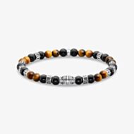 THOMAS SABO Blackened Sterling Silver Black Onyx & Tiger's Eye Beaded Bracelet A2087-507-7