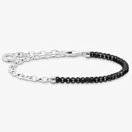THOMAS SABO Silver Link & Black Onyx Beaded Charm Bracelet A2100-130-11