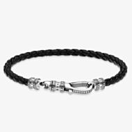 THOMAS SABO Sterling Silver Black Leather Strap Lobster Clasp Bracelet A1931-682-11-L17