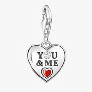THOMAS SABO As We Love Silver Cubic Zirconia You & Me Heart Dropper Charm 2206-691-7