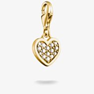 THOMAS SABO Charm Club 18ct Yellow Gold Plated Cubic Zirconia Heart Charm 0967-M01-14