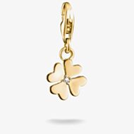 THOMAS SABO Charm Club 18ct Yellow Gold Plated Cubic Zirconia Clover Charm 2248-M01-14