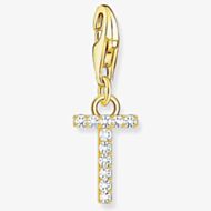 THOMAS SABO Gold Plated Cubic Zirconia Letter T Charm 1983-414-14