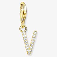 THOMAS SABO Gold Plated Cubic Zirconia Letter V Charm 1985-414-14