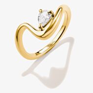 THOMAS SABO Fluid Elegance 18ct Yellow Gold Plated Cubic Zirconia Wave Ring TR2543-M01-14