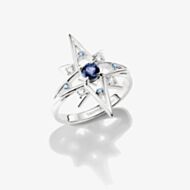 THOMAS SABO Sterling Silver & Blue Crystal Star Ring TR2550-166-1