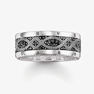 THOMAS SABO Sterling Silver Black Cubic Zirconia Love Knot Band Ring TR2006-051-11