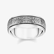 THOMAS SABO Blackened Sterling Silver Geometric Patterned Band Ring TR2277-637-21