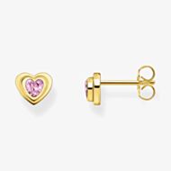 THOMAS SABO Gold Plated Pink Cubic Zirconia Heart Stud Earrings H2271-414-9