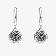 THOMAS SABO Midnight Rose Silver Rose Hoop Dropper Earrings CR757-637-21
