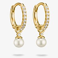 THOMAS SABO Classics 18ct Yellow Gold Plated Freshwater Pearls Pendant Hoop Earrings CR702-M01-14