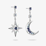 THOMAS SABO Sterling Silver & Blue Crystal Moon & Star Drop Stud Earrings H2379-166-1