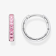 THOMAS SABO Silver & Pink Princess Cut Cubic Zirconia Hoop Earrings CR668-051-9