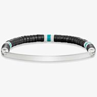 THOMAS SABO Silver Love Bridge Black Obsidian Bead Bracelet LBA0092-885-11