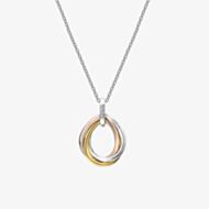 Hot Diamonds Trio Teardrop Three Tone Diamond Pendant Necklace DP780