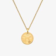 Hot Diamonds Lunar 18ct Gold Plated Diamond Hammered Pendant Necklace DP837